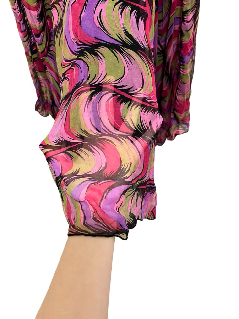 NWT Vintage Y2K Betsey Johnson New York Sheer Silk Handkerchief Hem Runway Dress - Picture 9 of 13